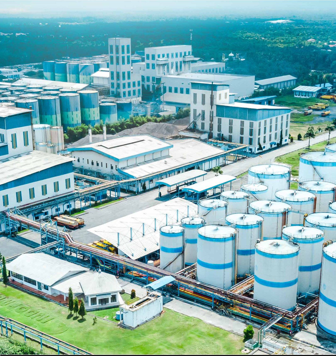 Aerial view of a liquid bulk storage terminal